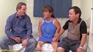 uncompromised midget couple in a threesome fuck orgy
